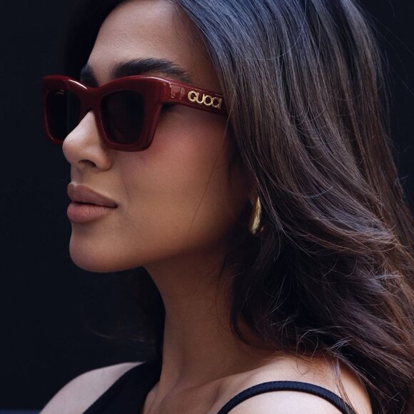 Gucci Women Sunglasses Burgundy Brown Cat Eye GG1773S 003 BRAND NEW - Picture 12 of 13